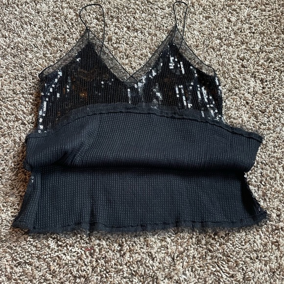 Free People Black Sequin Tank Blouse - Picture 5 of 7